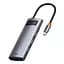 Хаб Baseus Metal Gleam Series 5-in-1 Type-C HUB 30Hz Type-C to HDXiaomi*1+USB3.0*3+PD*1 WKWG020013 Grey - мініатюра 1