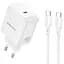 СЗУ Borofone BN33 Fuente PD40W (1USB-C) + кабель Type-C to Type-C White - миниатюра 1