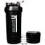 Шейкер спортивный Brave U Shaker 3 в 1 с контейнером Black 600 мл - миниатюра 1