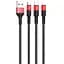 Дата кабель Hoco X26 Xpress 3in1 Lightning -MicroUSB-Type-C (1m) Чорний / Червоний - мініатюра 2