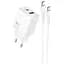 СЗУ Hoco N71 Nuevo PD30W+QC3.0 (1USB-A/1C) + кабель Type-C to Type-C White - миниатюра 1