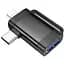 Перехідник Hoco UA31F iP male/Type-C male to USB female OTG 2 в 1 adapter чорний - мініатюра 1