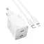 Сетевое зарядное устройство Hoco N42 2 Type-C PD 45W белый + кабель Type-C to Lightning - миниатюра 1