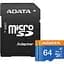 Карта пам'яті ADATA MicroSDXC Premier 64Gb Class 10 UHS-1 A2 + SD адаптер (AUSDX64GUICL10A1-RA1) [162345] - мініатюра 1