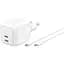 Сетевое зарядное устройство Belkin Boost Up Charge Pro Dual USB-C GaN 67W White (WCH020KQ2MWH-B6) [158914] - миниатюра 1