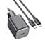 Адаптер мережевий Hoco Mighty single Port charger N40 (Type-C to Lightning set) |1Type-C, 20W/3A, PD/QC| - мініатюра 1