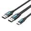Кабель Vention USB 2.0 A Male to USB-C Male Cable with USB Power Supply PVC Type 1m Black (CQKBF) - мініатюра 1
