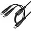 Дата кабель Hoco X123 Victory 2in1 Type-C to Type-C/Type-C 3A (1m) Black - мініатюра 1
