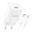 Зарядный комплект Hoco Rigorous charger set N19 Type-C to Lightning cable 25W белый - миниатюра 1