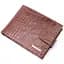 Цікавий чоловічий гаманець із натуральної шкіри з тисненням під крокодила KARYA 21202 коричневий - мініатюра 1