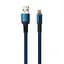 Дата кабель USB 2.0 AM to Micro 5P 1m flat nylon blue Vinga (VCPDCMFNB1B) - мініатюра 2