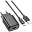 Зарядное устройство HOCO C134A USB + cable USB to USB-C 2.4A black (6942007621359) - миниатюра 1