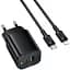 СЗУ Borofone BAS83A Star PD20W+QC3.0 (1USB-A/1C) + кабель Type-C to Lightning Black - миниатюра 1