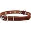 Нашийник одинарний Collar, з прикрасами, шкіра, 24-32х1,2 см, коричневий - мініатюра 1