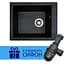 Каменная мойка Ventolux Amore Black Quartz 500x410x190 мм - миниатюра 2