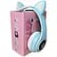 Навушники бездротові Opt-Top Cat ear В39М FM-радіо MicroSD Bluetooth з вушками та підсвічуванням блакитні (1756375771) - мініатюра 4