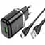Мережевий зарядний пристрій Hoco N3 Special single port 1 USB, QC3.0 + USB Cable Type-C 3A Black - мініатюра 1