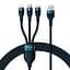 Кабель Baseus Flash Series Ⅱ 3-in-1 Cable USB to MicroUSB+Lightning+Type-C 66W 1.2m CASS040003 Blue - мініатюра 1
