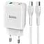 Мережевий зарядний пристрій 1 USB + Type-C Hoco N5 PD20W +QC 3.0 3 A White + Cable Type-C to Type-C - мініатюра 1