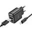 Сетевое зарядное устройство с кабелем Hoco C141A Smart dual-port charger set(iP) черный - миниатюра 1