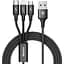 Кабель Baseus Rapid Cable USB to Lightning/microUSB/Type-C 3A 1.2m CAMLT-SU01 Black - мініатюра 1