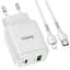 Адаптер сетевой HOCO Type-C to Lightning Cable Favor dual port N5 1USB and 1Type-C PD 20W QC 3.0 3a - мініатюра 1