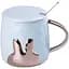 Чашка керамічна Happy Life Rabbit з кришкою та ложкою блакитна 300 мл HPCYM0877BL - мініатюра 1