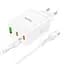 Адаптер мережевий HOCO Type-C to Type-C Cable Start three-port charger N33 набір білий - мініатюра 4