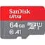 Карта пам'яті microSDXC (UHS-1) SanDisk Ultra 64Gb class 10 A1 (140Mb/s) (adapter) (SDSQUAB-064G-GN6MA) - мініатюра 1