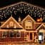 Гірлянда SALCAR 5m 200 LED Icicle Lights, живлення від мереж різдвяні казкові вогні з 24 краплями, 8 миготливих режимів - мініатюра 1