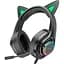 Навушники Hoco W107 Cute cat luminous cat ear gaming headphones чорно-зелені - мініатюра 2