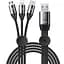 Кабель Baseus Car Co-Sharing Cable USB to Type-C/Lightning/MicroUSB 3.5A 1m CAMLT-FX01 Black - мініатюра 1