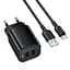 СЗУ Borofone BAS81A Star 10.5W (2USB-A) + кабель USB to Type-C Black - миниатюра 1