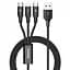 Кабель Baseus Rapid Series 3-in-1 Cable USB to Type-C/Lightning/MicroUSB 3.5A 1.2m CAJS000001 Black - мініатюра 1