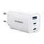 Мережевий зарядний пристрій Choetech PD9006 PD65W GAN USB-A+2xUSB-C White (43-00171) - мініатюра 1