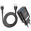 Сетевое зарядное устройство 1USB Hoco N1 Ardent 2.4A Black + USB Cable XiaomicroUSB - миниатюра 2