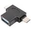 Перехідник PowerPlant USB Type-C/microUSB - USB (M/F) Black (CA913121) - мініатюра 1