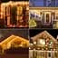 Гірлянда SALCAR 5m 200 LED Icicle Lights, живлення від мереж різдвяні казкові вогні з 24 краплями, 8 миготливих режимів - мініатюра 3