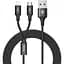 Кабель Baseus Rapid 2 in 1 Cable USB to MicroUSB/Lightning 3A 1.2m CAML-ASU01 Black - мініатюра 1