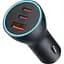 Автомобільний зарядний пристрій Baseus Golden Contactor Triple Fast Charger Car Charger 65W U+C+C CGJP010013 Dark Grey - мініатюра 1