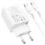 СЗУ Hoco N71 Nuevo PD30W+QC3.0 (1USB-A/1C) + кабель Type-C to Type-C White - миниатюра 3