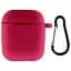 Силіконовий футляр New з карабіном для навушників Airpods 1/2 Червоний / Rose Red - мініатюра 1