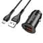 Адаптер автомобильный HOCO Micro USB Cable Developer dual port car charger set NZ1 36W набор черный - миниатюра 1