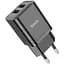 Мережевий зарядний пристрій Hoco N25 2 USB Black [93094] - мініатюра 1