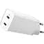 Мережевий зарядний пристрій Baseus GaN Lite 2Type-C 65W CCGAN2L-E02 White - мініатюра 1