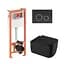 Подвесной унитаз Qtap Gemini Ultra Quiet + инсталляция Qtap Nest 4 в 1 (круглая клавиша Black mate), Черный матовый - миниатюра 1