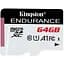 Карта пам'яті Kingston 64GB microSDXC class 10 UHS-I U1 A1 High Endurance (SDCE/64GB) - мініатюра 1