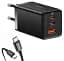 Мережевий зарядний пристрій Baseus GaN5 Pro Fast Charger 2Type-C+USB 65W + Cable Type-C to Type-C CCGP120201 Black - мініатюра 1