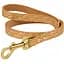 Поводок для собак BronzeDog Barksi Classic кожаный с золотым тиснением Море L 120х1.6 см горчица - миниатюра 1