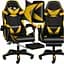 Кресло геймерское PLAYER с подставкой для ног и массажем Black/Yellow (100015) - миниатюра 1